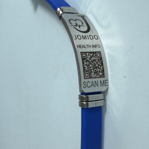 CardioMed-Infoband Silikon blau - Dornschließe 22 cm lang