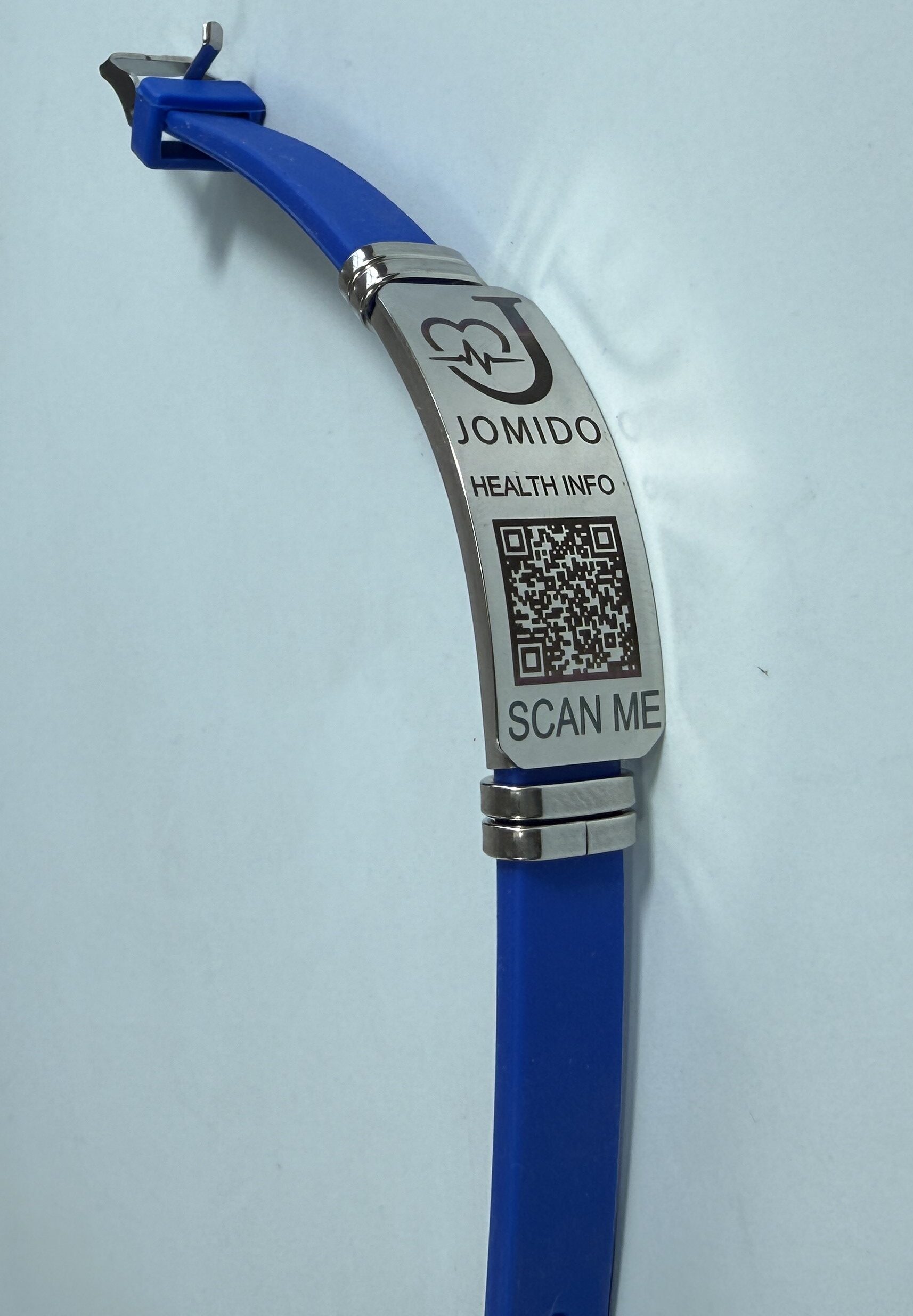 CardioMed-Infoband Silikon blau - Dornschließe 22 cm lang