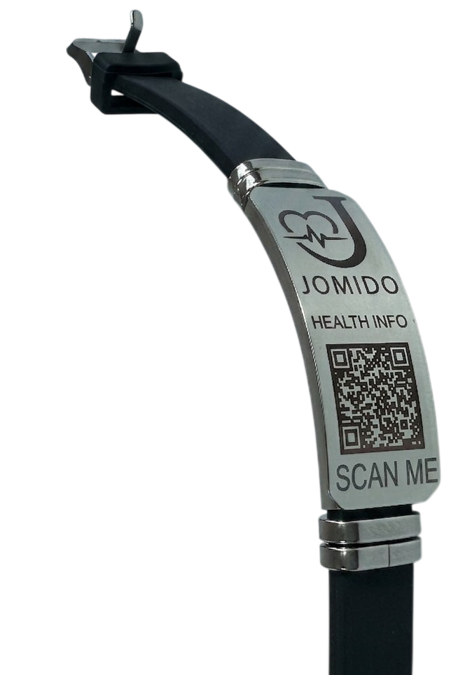 CardioMed-Infoband schwarzes Silikon & Dornschließe 22 cm lang