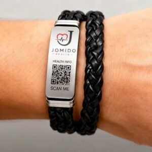 CardioMed-Infoband  doppeltes geflochtenes Leder mit Magnetverschluß 22 cm