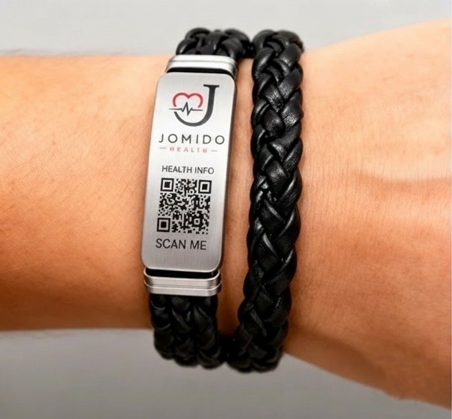 CardioMed-Infoband doppeltes geflochtenes Leder mit Magnetverschluß 22 cm
